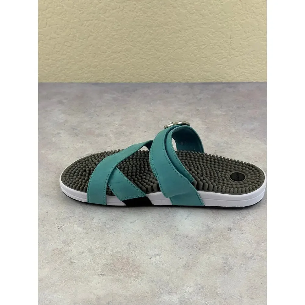 Kenkoh Massaging Sandals Blue Leather Men's 8 Women’s Size 9 EU 40